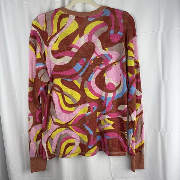 Free People Movement Keep Rolling Printed Tee Long Sleeve XS Geometric Y2K - Picture 9 of 12